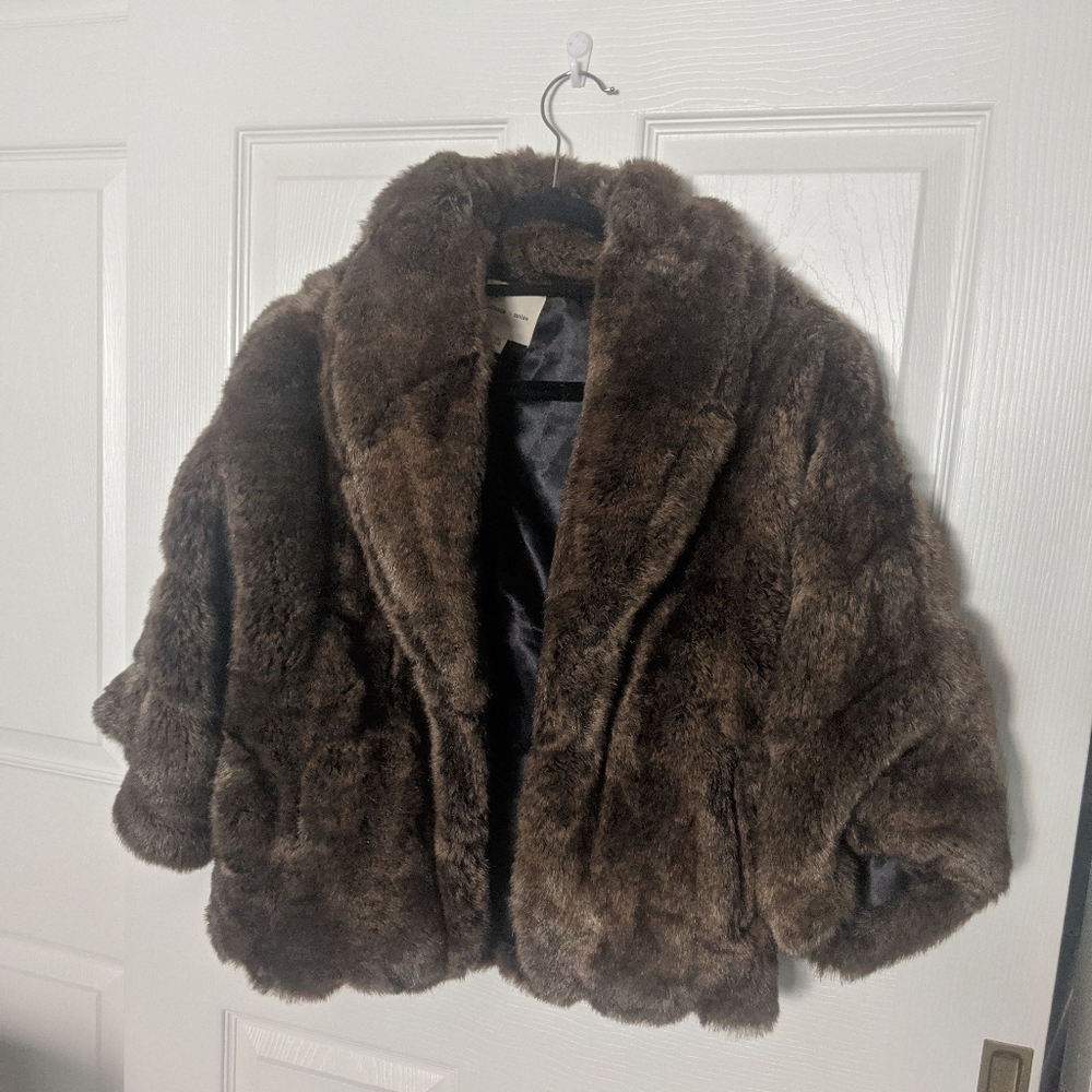 Silence + Noise Warm Brown Faux Fur Coat Jacket